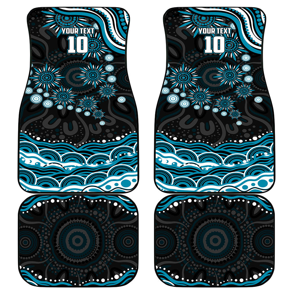 Personalized Port Adelaide Power Rugby Car Mats Aboriginal Dot Art - Dreamtime Football Mascot