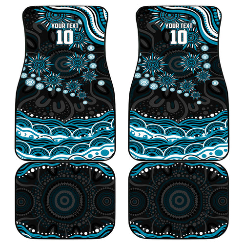 Personalized Port Adelaide Power Rugby Car Mats Aboriginal Dot Art - Dreamtime Football Mascot