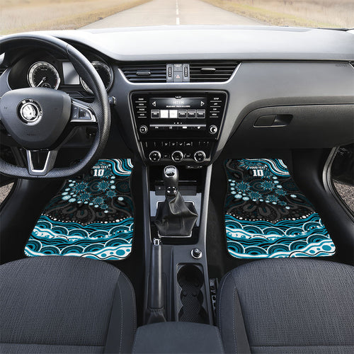 Personalized Port Adelaide Power Rugby Car Mats Aboriginal Dot Art - Dreamtime Football Mascot