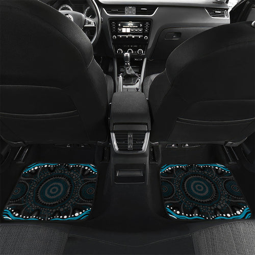 Personalized Port Adelaide Power Rugby Car Mats Aboriginal Dot Art - Dreamtime Football Mascot