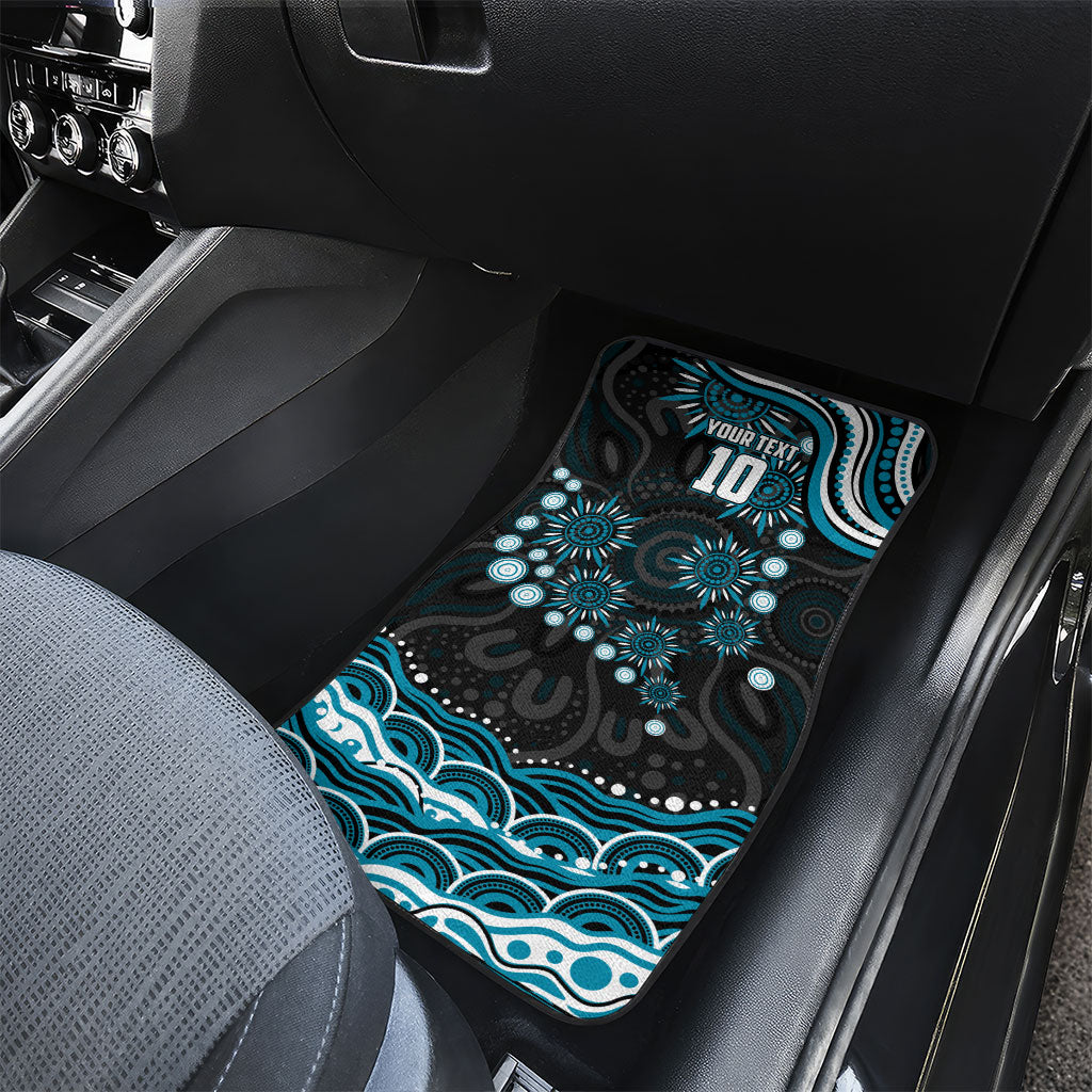 Personalized Port Adelaide Power Rugby Car Mats Aboriginal Dot Art - Dreamtime Football Mascot