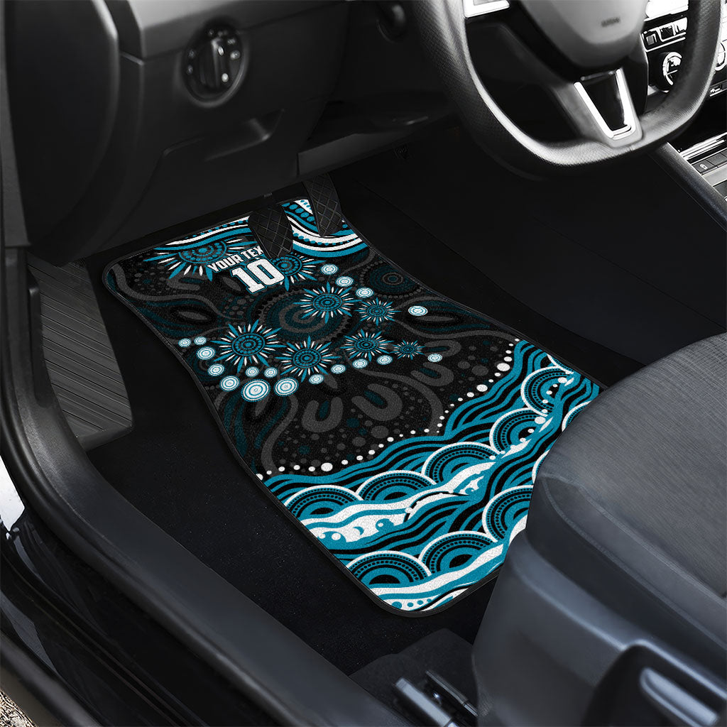 Personalized Port Adelaide Power Rugby Car Mats Aboriginal Dot Art - Dreamtime Football Mascot