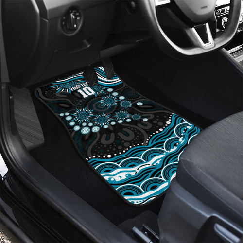 Personalized Port Adelaide Power Rugby Car Mats Aboriginal Dot Art - Dreamtime Football Mascot