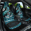 Personalized Port Adelaide Power Rugby Car Seat Cover Aboriginal Dot Art - Dreamtime Football Mascot