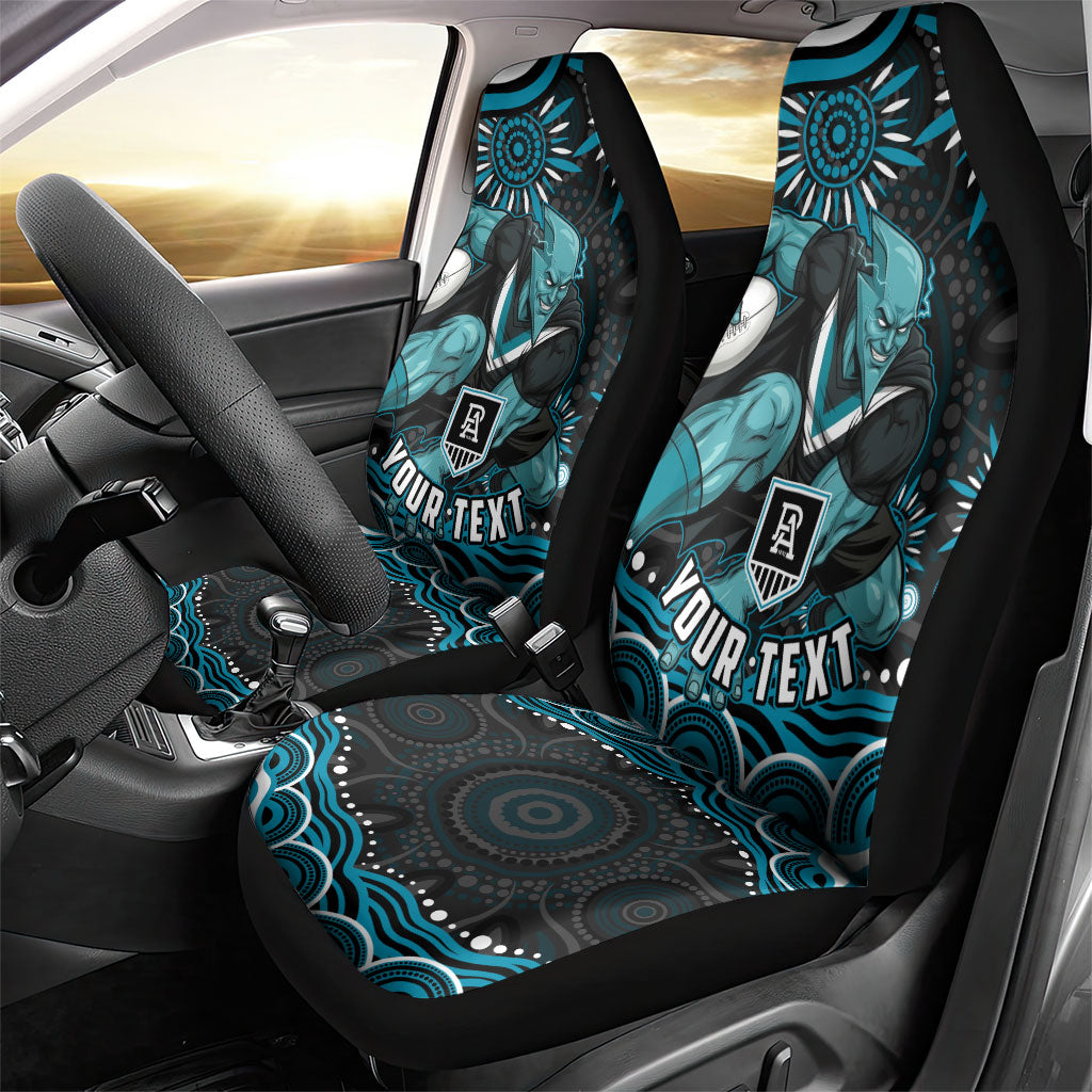 Personalized Port Adelaide Power Rugby Car Seat Cover Aboriginal Dot Art - Dreamtime Football Mascot