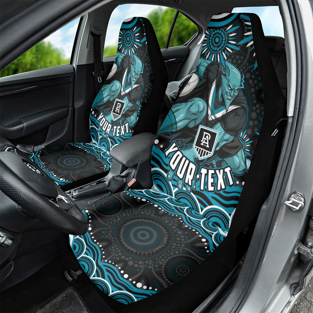 Personalized Port Adelaide Power Rugby Car Seat Cover Aboriginal Dot Art - Dreamtime Football Mascot