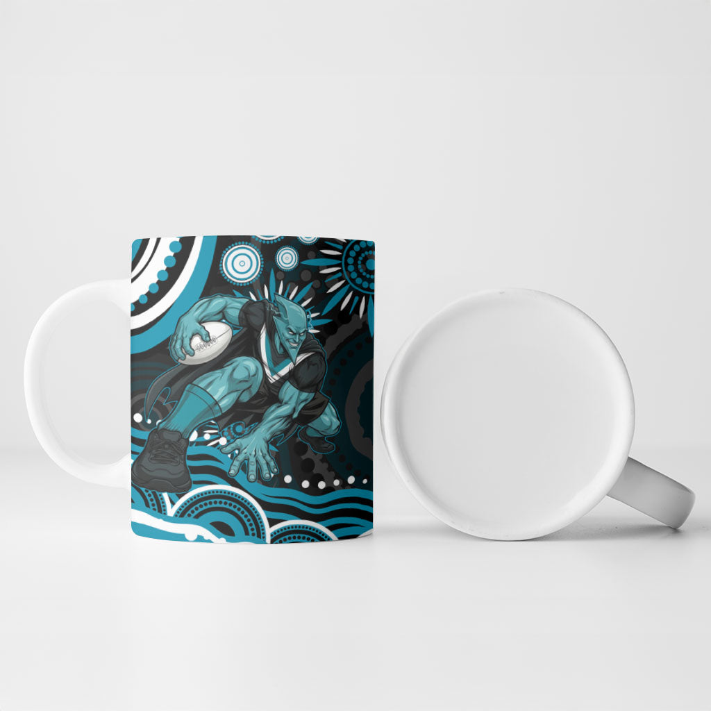 Personalized Port Adelaide Power Rugby Ceramic Mug Aboriginal Dot Art - Dreamtime Football Mascot