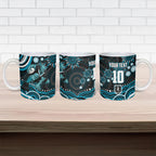 Personalized Port Adelaide Power Rugby Ceramic Mug Aboriginal Dot Art - Dreamtime Football Mascot