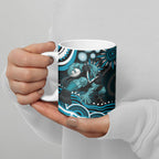 Personalized Port Adelaide Power Rugby Ceramic Mug Aboriginal Dot Art - Dreamtime Football Mascot