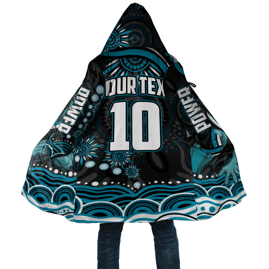 Personalized Port Adelaide Power Rugby Cloak Aboriginal Dot Art - Dreamtime Football Mascot