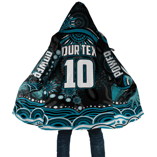 Personalized Port Adelaide Power Rugby Cloak Aboriginal Dot Art - Dreamtime Football Mascot