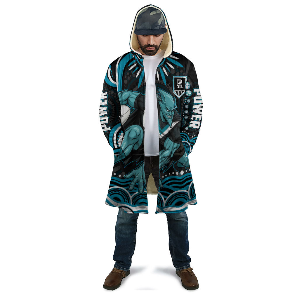 Personalized Port Adelaide Power Rugby Cloak Aboriginal Dot Art - Dreamtime Football Mascot