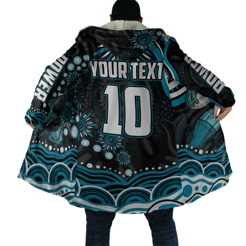 Personalized Port Adelaide Power Rugby Cloak Aboriginal Dot Art - Dreamtime Football Mascot