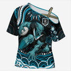 Personalized Port Adelaide Power Rugby Cross Shoulder Shirt Aboriginal Dot Art - Dreamtime Football Mascot