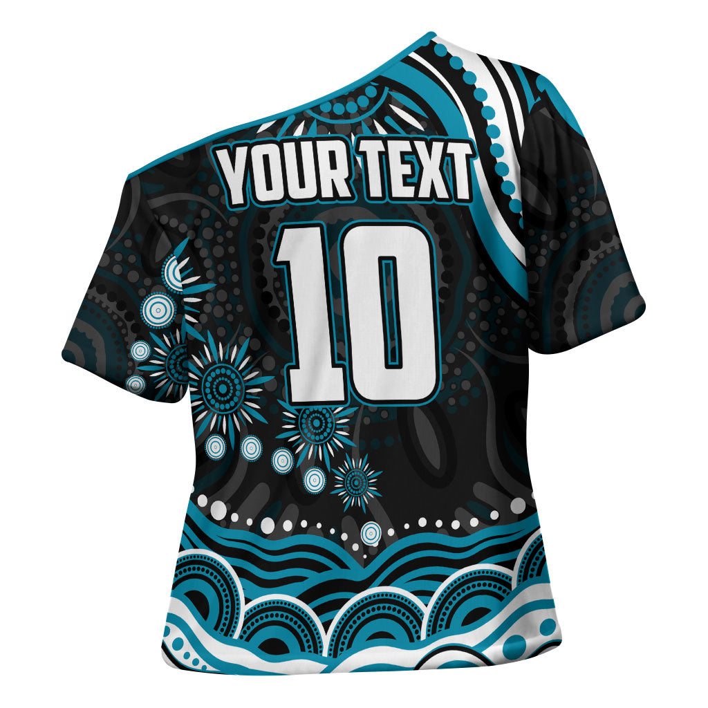 Personalized Port Adelaide Power Rugby Cross Shoulder Shirt Aboriginal Dot Art - Dreamtime Football Mascot