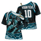 Personalized Port Adelaide Power Rugby Cross Shoulder Shirt Aboriginal Dot Art - Dreamtime Football Mascot