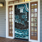 Personalized Port Adelaide Power Rugby Door Cover Aboriginal Dot Art - Dreamtime Football Mascot