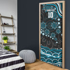 Personalized Port Adelaide Power Rugby Door Cover Aboriginal Dot Art - Dreamtime Football Mascot