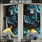 Personalized Port Adelaide Power Rugby Door Cover Aboriginal Dot Art - Dreamtime Football Mascot