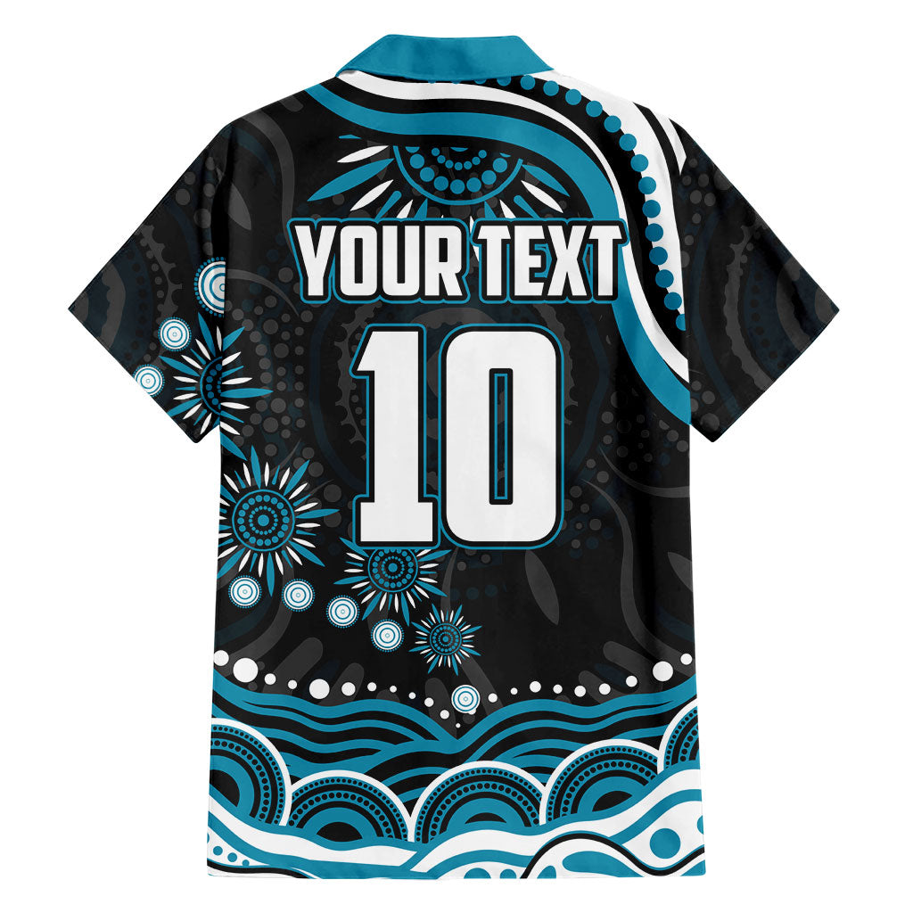 Personalized Port Adelaide Power Rugby Family Matching Long Sleeve Bodycon Dress and Hawaiian Shirt Aboriginal Dot Art - Dreamtime Football Mascot