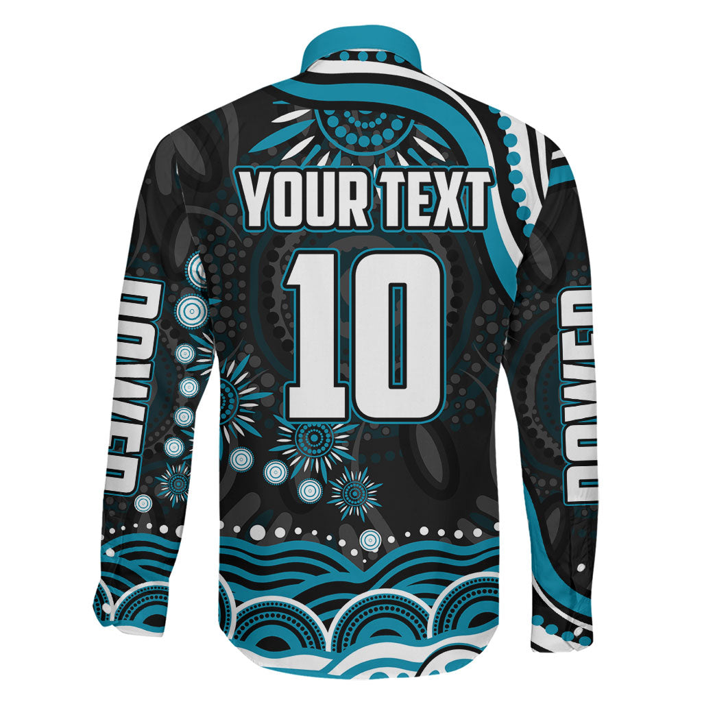 Personalized Port Adelaide Power Rugby Family Matching Mermaid Dress and Hawaiian Shirt Aboriginal Dot Art - Dreamtime Football Mascot