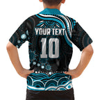 Personalized Port Adelaide Power Rugby Family Matching Tank Maxi Dress and Hawaiian Shirt Aboriginal Dot Art - Dreamtime Football Mascot
