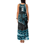 Personalized Port Adelaide Power Rugby Family Matching Tank Maxi Dress and Hawaiian Shirt Aboriginal Dot Art - Dreamtime Football Mascot