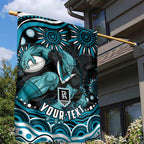 Personalized Port Adelaide Power Rugby Garden Flag Aboriginal Dot Art - Dreamtime Football Mascot