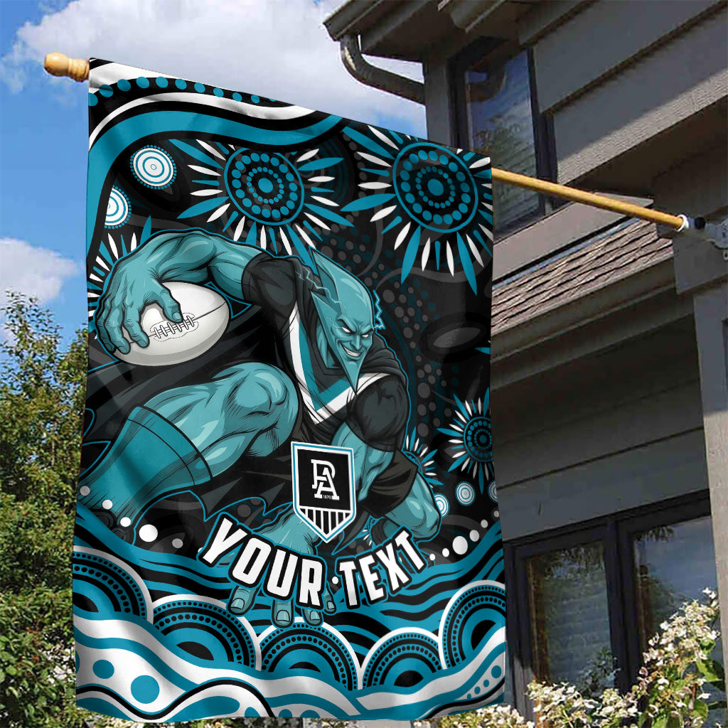 Personalized Port Adelaide Power Rugby Garden Flag Aboriginal Dot Art - Dreamtime Football Mascot