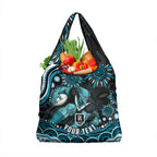 Personalized Port Adelaide Power Rugby Grocery Bag Aboriginal Dot Art - Dreamtime Football Mascot