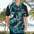 Personalized Port Adelaide Power Rugby Hawaiian Shirt Aboriginal Dot Art - Dreamtime Football Mascot
