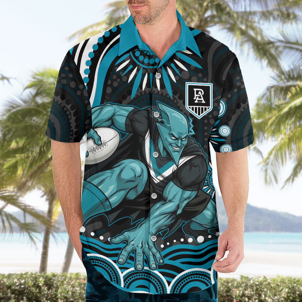 Personalized Port Adelaide Power Rugby Hawaiian Shirt Aboriginal Dot Art - Dreamtime Football Mascot