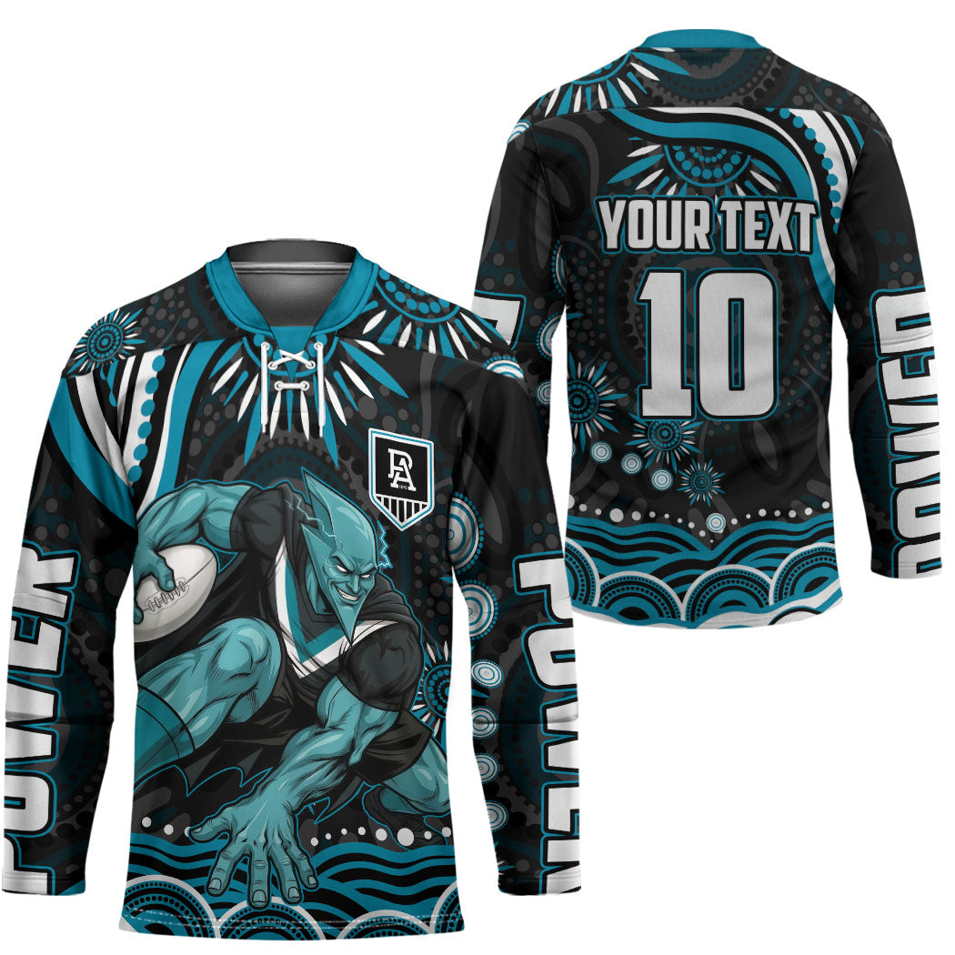 Personalized Port Adelaide Power Rugby Hockey Jersey Aboriginal Dot Art - Dreamtime Football Mascot