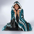 Personalized Port Adelaide Power Rugby Hooded Blanket Aboriginal Dot Art - Dreamtime Football Mascot