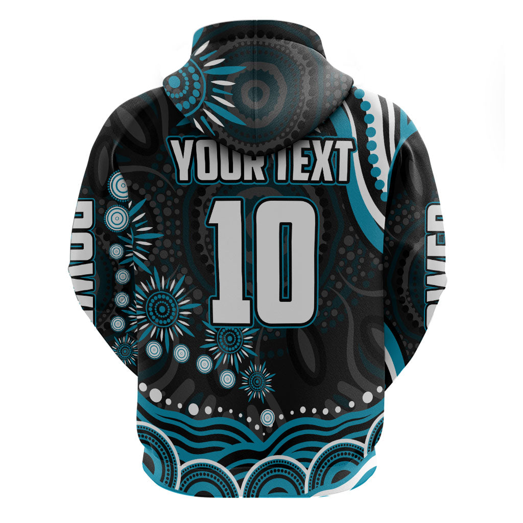 Personalized Port Adelaide Power Rugby Hoodie Aboriginal Dot Art - Dreamtime Football Mascot