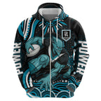 Personalized Port Adelaide Power Rugby Hoodie Aboriginal Dot Art - Dreamtime Football Mascot