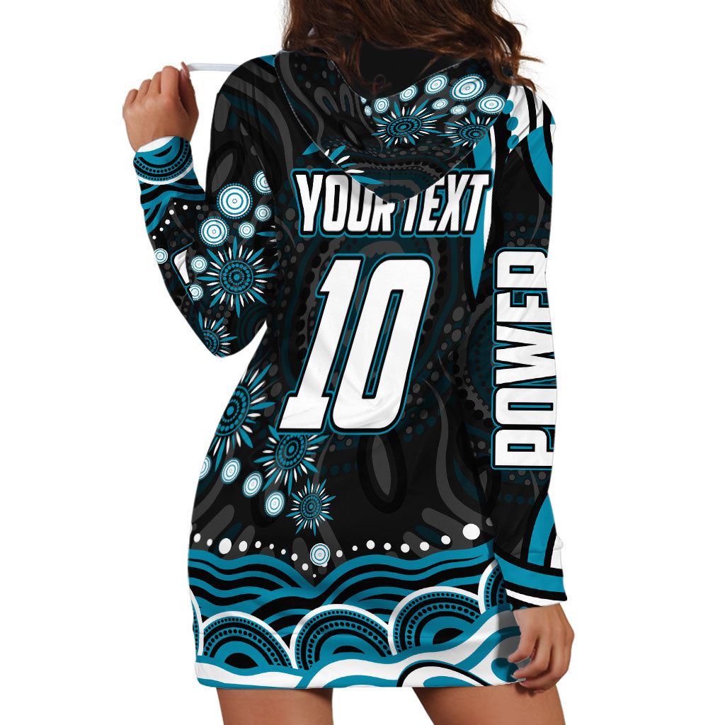 Personalized Port Adelaide Power Rugby Hoodie Dress Aboriginal Dot Art - Dreamtime Football Mascot
