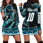 Personalized Port Adelaide Power Rugby Hoodie Dress Aboriginal Dot Art - Dreamtime Football Mascot