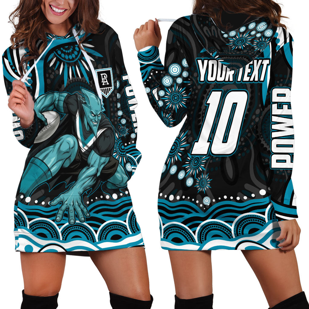 Personalized Port Adelaide Power Rugby Hoodie Dress Aboriginal Dot Art - Dreamtime Football Mascot