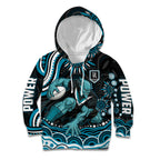 Personalized Port Adelaide Power Rugby Kid Hoodie Aboriginal Dot Art - Dreamtime Football Mascot