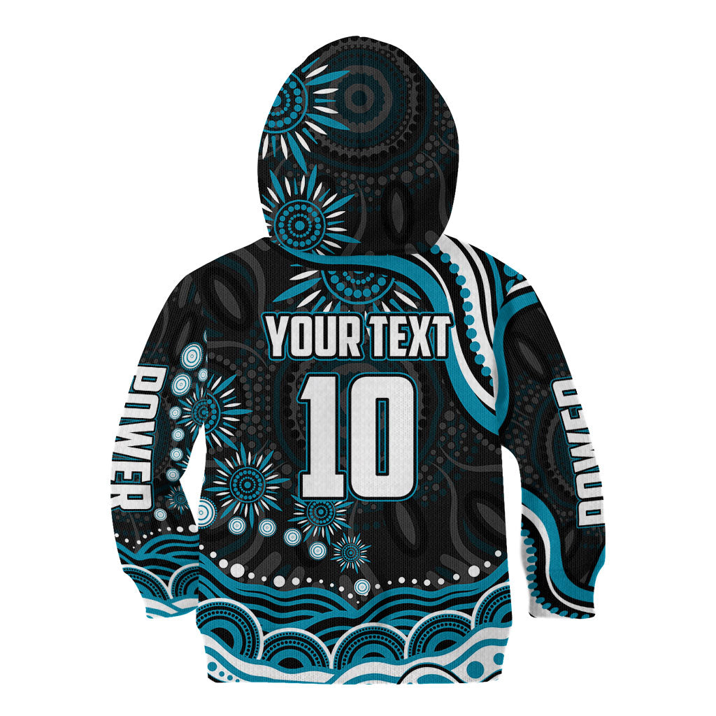 Personalized Port Adelaide Power Rugby Kid Hoodie Aboriginal Dot Art - Dreamtime Football Mascot