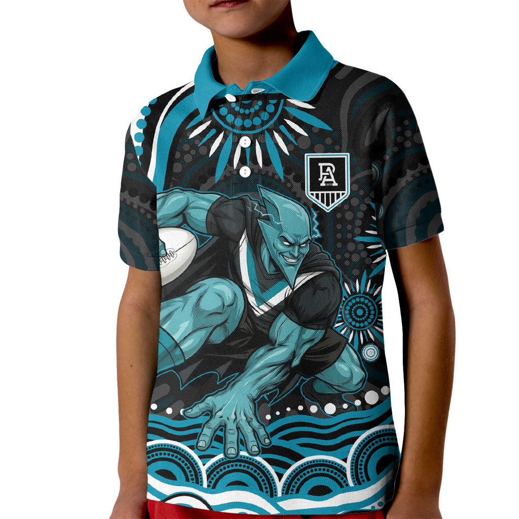 Personalized Port Adelaide Power Rugby Kid Polo Shirt Aboriginal Dot Art - Dreamtime Football Mascot