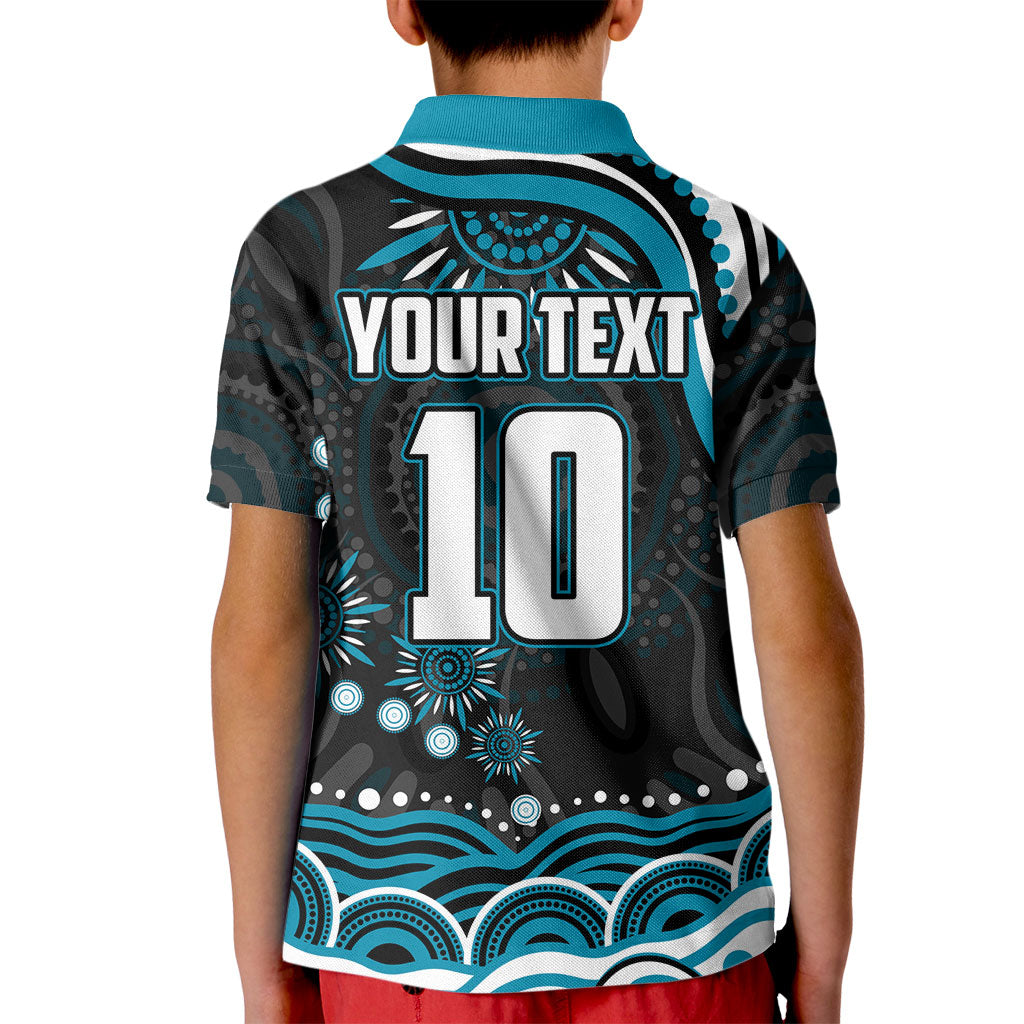 Personalized Port Adelaide Power Rugby Kid Polo Shirt Aboriginal Dot Art - Dreamtime Football Mascot