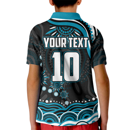 Personalized Port Adelaide Power Rugby Kid Polo Shirt Aboriginal Dot Art - Dreamtime Football Mascot