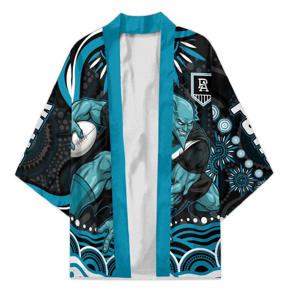 Personalized Port Adelaide Power Rugby Kimono Aboriginal Dot Art - Dreamtime Football Mascot