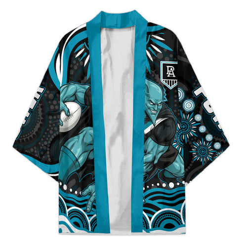Personalized Port Adelaide Power Rugby Kimono Aboriginal Dot Art - Dreamtime Football Mascot
