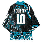 Personalized Port Adelaide Power Rugby Kimono Aboriginal Dot Art - Dreamtime Football Mascot