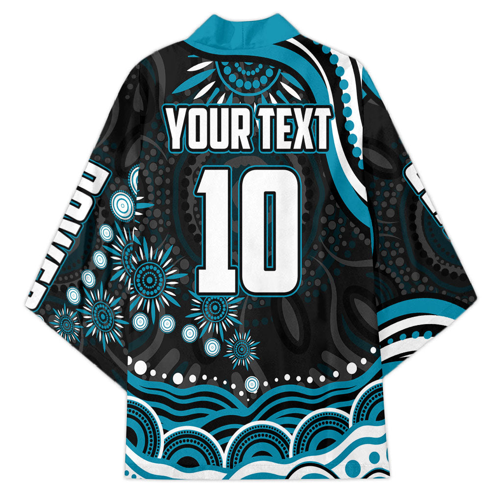 Personalized Port Adelaide Power Rugby Kimono Aboriginal Dot Art - Dreamtime Football Mascot