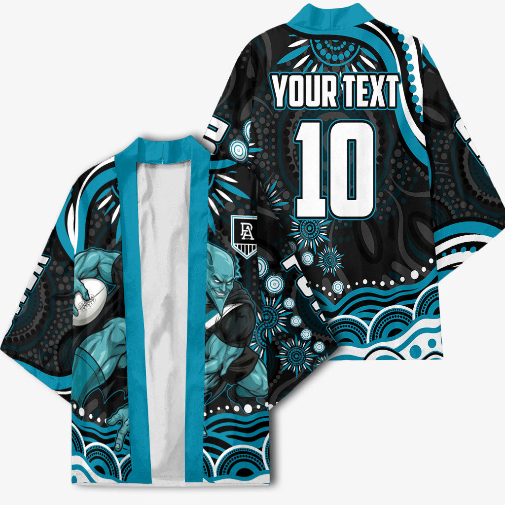 Personalized Port Adelaide Power Rugby Kimono Aboriginal Dot Art - Dreamtime Football Mascot