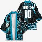 Personalized Port Adelaide Power Rugby Kimono Aboriginal Dot Art - Dreamtime Football Mascot